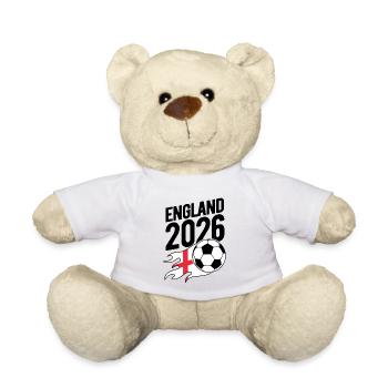 England 2026 Fußball Flamme mit Flagge - Teddy - Weiß - Vorne