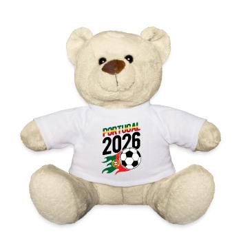 Portugal 2026 Fußball Flamme mit Flagge - Teddy - Weiß - Vorne