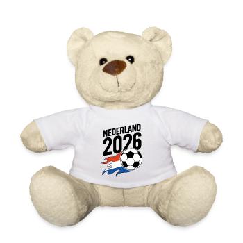 Nederland 2026 Fußball Flamme mit Flagge - Teddy - Weiß - Vorne