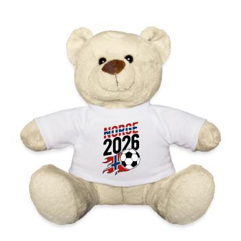 Norge 2026 Fußball Flamme mit Flagge - Teddy - Weiß - Vorne