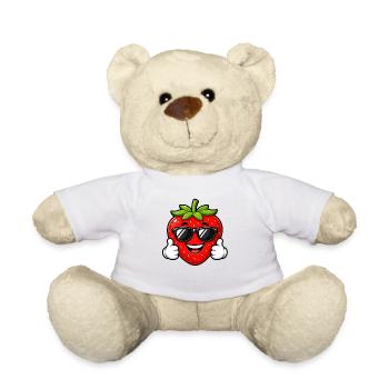 Strawberry smiling cool with sunglasses - Teddy Bear - white - Front