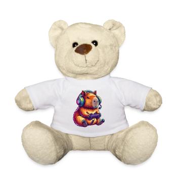 Hamster gamer aux couleurs néon cochon d’Inde - Nounours - blanc - Devant
