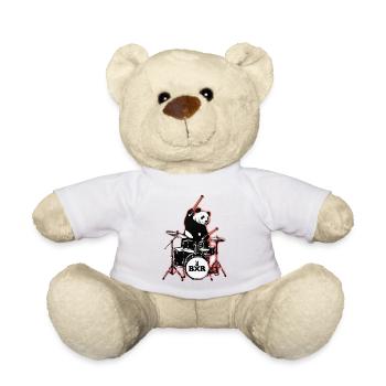 Panda Bär Drummer mit Drumset BXR mit Schlagzeug - Teddy - Weiß - Vorne