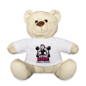 Einhorn Gym Keine Magie nur Wiederholungen Shirt - Teddy - Weiß - Vorne