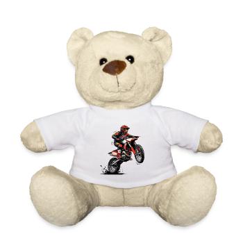 Motocross racer in sprint - Teddy Bear - white - Front