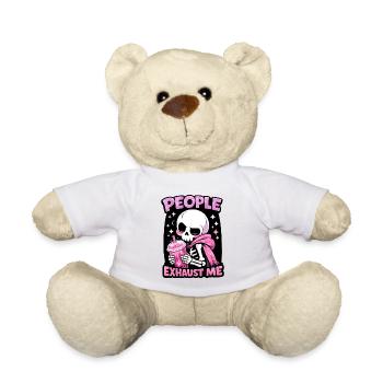 People Exhaust Me Skull Introvert Humor - Teddy Bear - white - Front