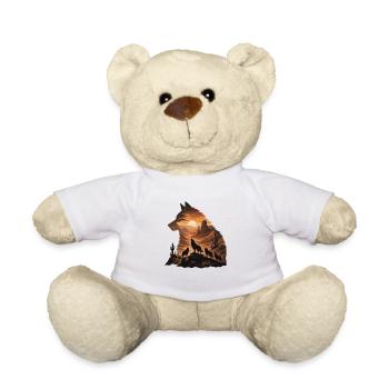 Desert Wolf Sunset Silhouette - Teddy Bear - white - Front