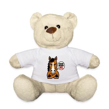 Stallion Protest: Neigh Means No - Teddy Bear - white - Front