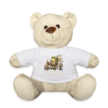 Frog Fairy Cottagecore Writer Gift - Teddy Bear - white - Front