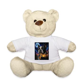 Art du Boston Terrier Hurlant de Chien de Lune - Nounours - blanc - Devant