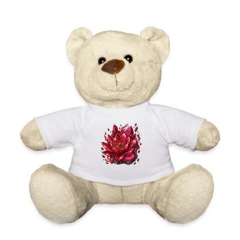 Lotus cristal rouge sur fond noir - Nounours - blanc - Devant