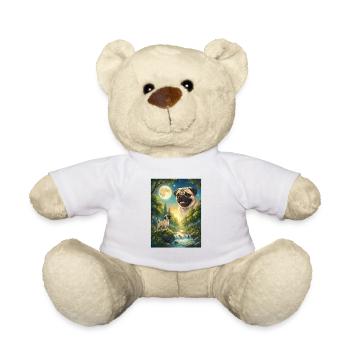 Hurlant à la Lune, chien meme Carlin - Nounours - blanc - Devant