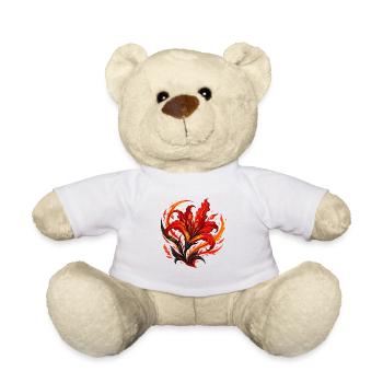 Flame Blossom – Fiery Blossom Art - Teddy Bear - white - Front