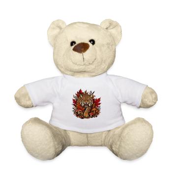 Chat sauvage d’automne dans le labyrinthe de feuilles - Nounours - blanc - Devant