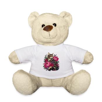 Amour des chats dans une couronne de fleurs - Nounours - blanc - Devant