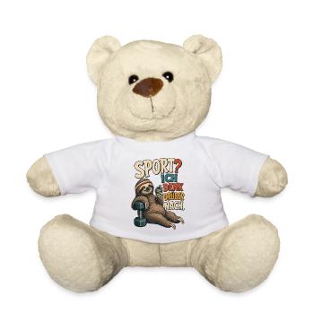 Faultier Sport Denk Drüber Nach Shirt - Teddy - Weiß - Vorne