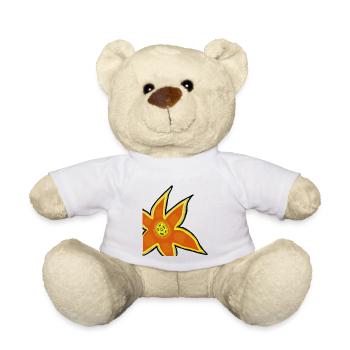 Dessin du contour fleur orange néon - Nounours - blanc - Devant