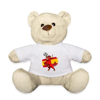 Taureau rouge football Espagne - Sport cartoon - Teddy Bear - white - Front