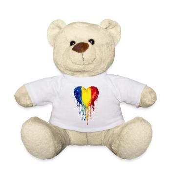 Tropfendes Rumänien-Herz - Teddy - Weiß - Vorne