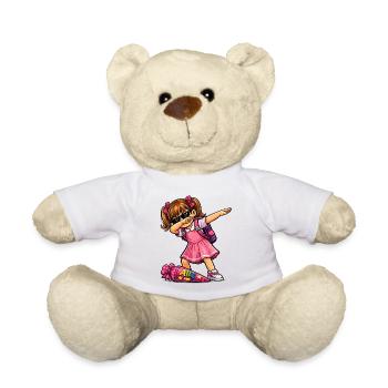 Dabbing ABC-Schützin (brünett) - Teddy - Weiß - Vorne