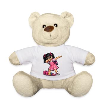Dabbing ABC-Schützin schwarze Haare - Teddy - Weiß - Vorne
