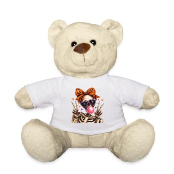 Halloween Skeleton with Orange Bow - Teddy Bear - white - Front