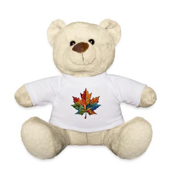 Rainbow leaf with botanical patterns - Teddy Bear - white - Front
