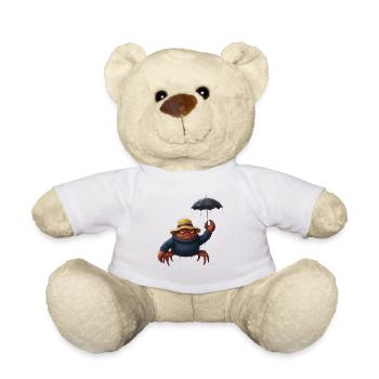 Wütende Krabbe Mit Regenschirm Regenwetter - Teddy - Weiß - Vorne