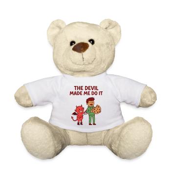 Der Teufel hat mich dazu gebracht – lustiges Keks-T-Shirt - Teddy - Weiß - Vorne