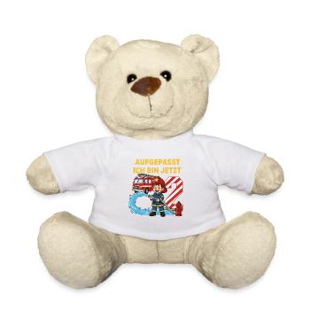 Aufgepasst Ich Bin Jetzt 2 Feuerwehr Geburtstag - Teddy - Weiß - Vorne