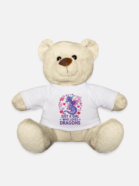 Drachenliebe: Mädchen liebt Drachen - Teddy - Weiß