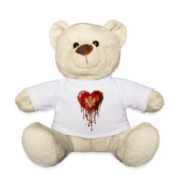 Montenegro Herz aus Goldtropfen mit Wappen - Teddy - Weiß - Vorne