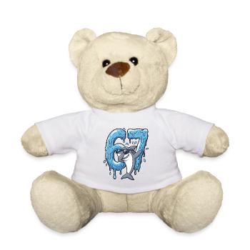 67 Dabbing Hai Six Seven Meme Brainrot Kids Young - Teddy Bear - white - Front
