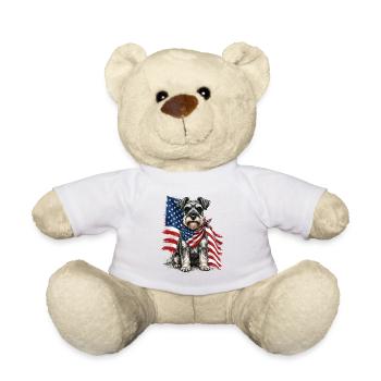 Patriotic Schnauzer Stars Stripes Dog Pride - Teddy Bear - white - Front