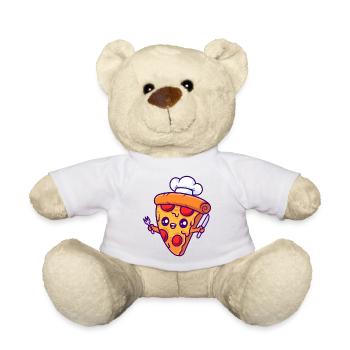 Pizza Slice Chef Maskottchen - Teddy - Weiß - Vorne