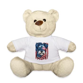 Patriotic US Schnauzer Stars Stripes Pride - Teddy Bear - white - Front