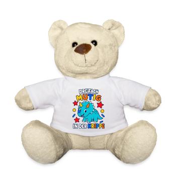 Dreifach mutig in der Krippe – Dino Spruch - Teddy - Weiß - Vorne