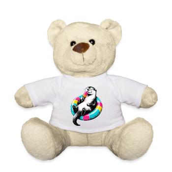 Otter mit Eis im Stencil Style - Teddy - Weiß - Vorne