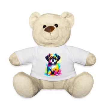 Bunter Shih Tzu Welpe Farbexplosion - Teddy - Weiß - Vorne