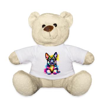 Farbenfroher Schäferhund Welpe - Teddy - Weiß - Vorne