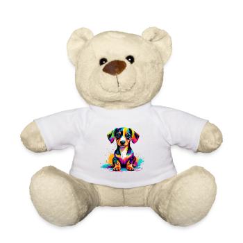 Bunter Welpe Farbexplosion - Teddy - Weiß - Vorne