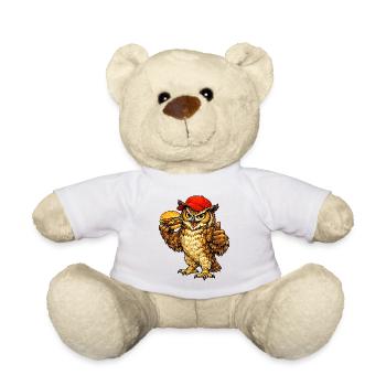 Eule mit einem Hamburger - Teddy - Weiß - Vorne