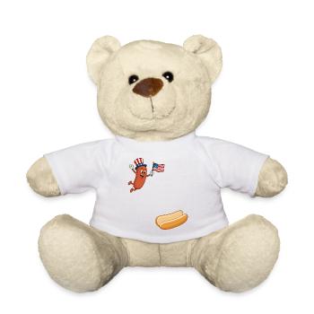 Hotdog jumps into the bun – Hotdog for the 4th of July - Teddy Bear - white - Front