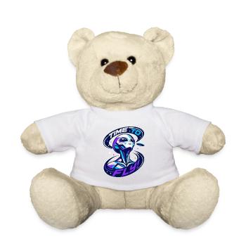 Time To Fly – Alien UFO Synthwave Space Art - Teddy Bear - white - Front