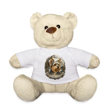 Yorkshire Terrier avec paysage montagneux vintage - Nounours - blanc - Devant