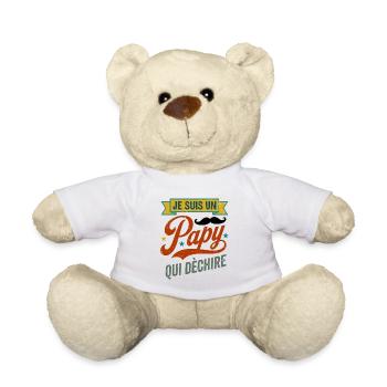 Papy Qui Déchire Humour Cadeau Rétro - Nounours - blanc - Devant