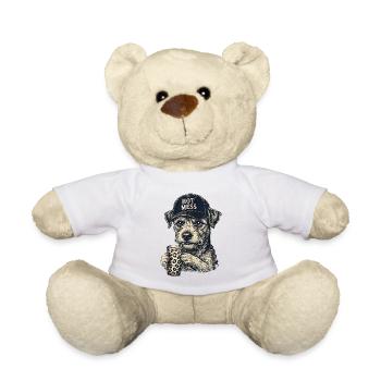 Hot Mess Dog with Leopard Coffee - Teddy Bear - white - Front