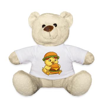 Süßes Huhn Küken Cartoon Burger Lustig - Teddy - Weiß - Vorne