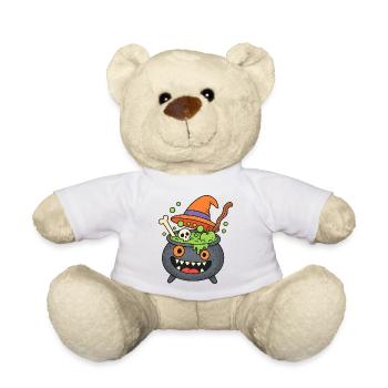 Cute Halloween Cauldron Monster - Teddy Bear - white - Front