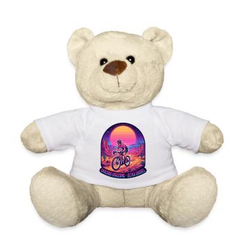 Synthwave Gravel Cyclist Chasing Horizons - Teddy Bear - white - Front